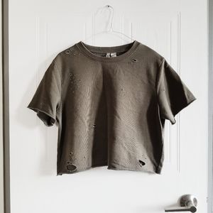 Olive green distressed t-shirt